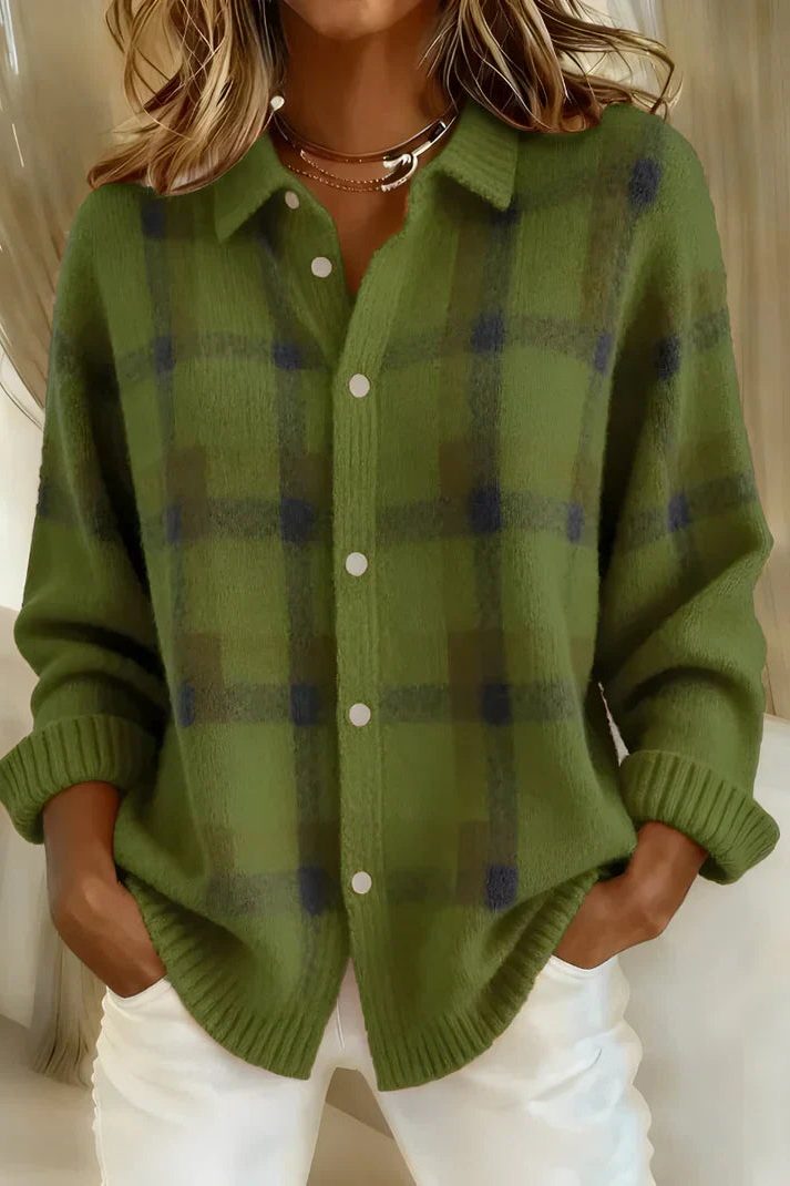 Sandra | Plaid Cardigan with Button-Down for Women