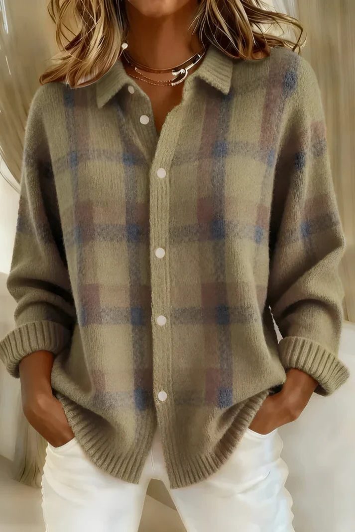 Sandra | Plaid Cardigan with Button-Down for Women
