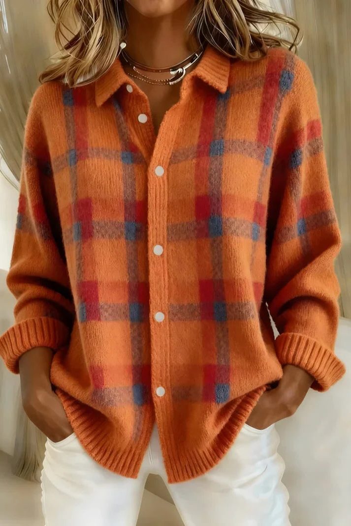 Sandra | Plaid Cardigan with Button-Down for Women