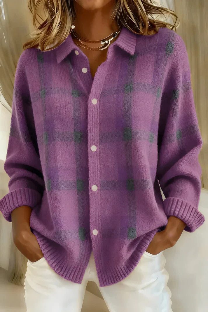 Sandra | Plaid Cardigan with Button-Down for Women