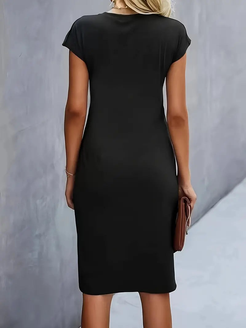 Tessa | Ruched Midi Dress with Short Sleeves for Women
