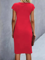Tessa | Ruched Midi Dress with Short Sleeves for Women