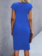 Tessa | Ruched Midi Dress with Short Sleeves for Women