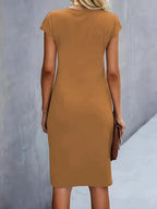 Tessa | Ruched Midi Dress with Short Sleeves for Women