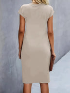 Tessa | Ruched Midi Dress with Short Sleeves for Women