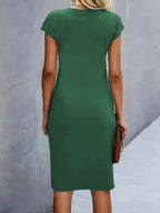 Tessa | Ruched Midi Dress with Short Sleeves for Women