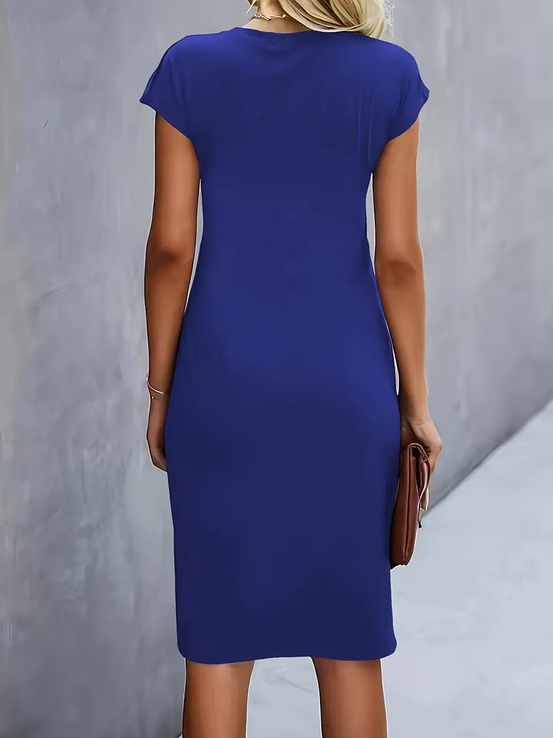 Tessa | Ruched Midi Dress with Short Sleeves for Women