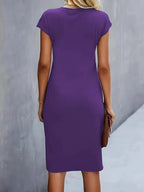 Tessa | Ruched Midi Dress with Short Sleeves for Women
