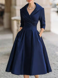 Wrap Midi Dress with V-Neck for Women