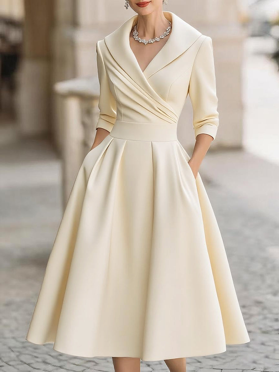 Wrap Midi Dress with V-Neck for Women