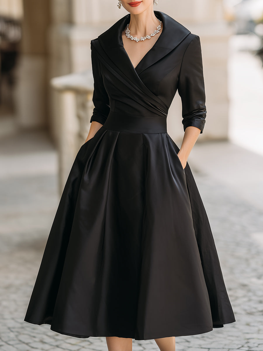 Wrap Midi Dress with V-Neck for Women