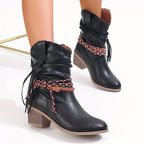 Trinity | Suede Western Boots with Braided Strap for Women