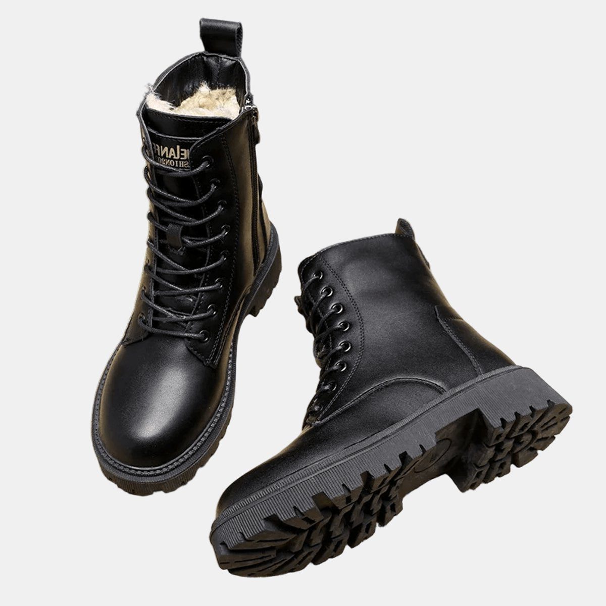 Undine | Fleece-Lined Combat Ankle Boots with Lace-Up for Women