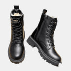 Undine | Fleece-Lined Combat Ankle Boots with Lace-Up for Women