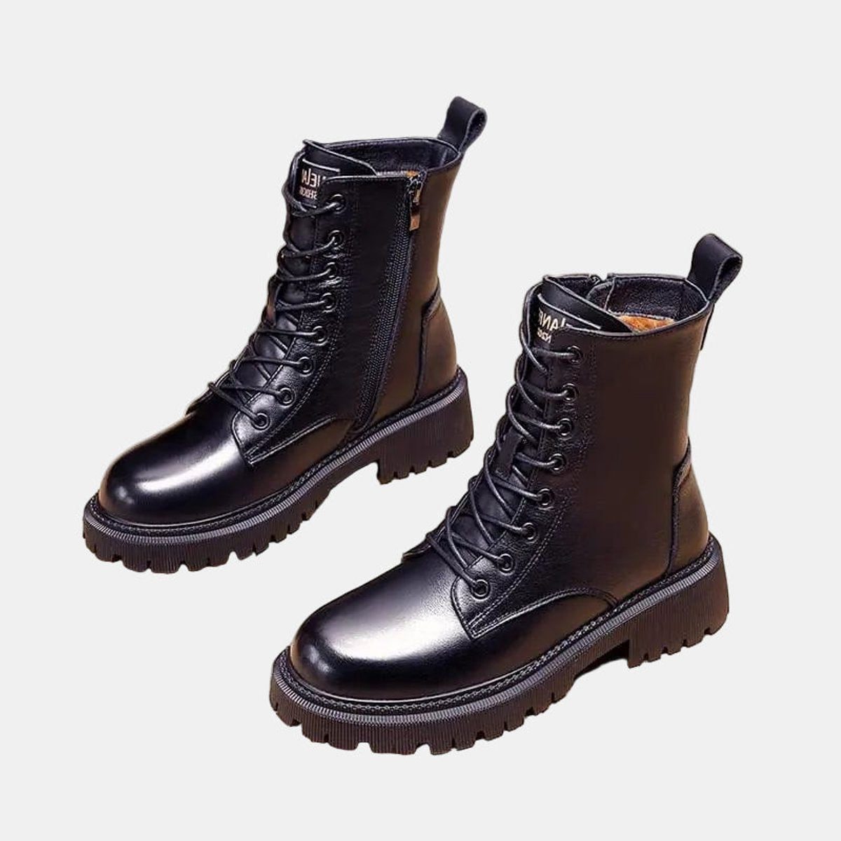Undine | Fleece-Lined Combat Ankle Boots with Lace-Up for Women