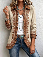 Veronique | Embroidered Ruffled Blazer with Long Sleeves for Women