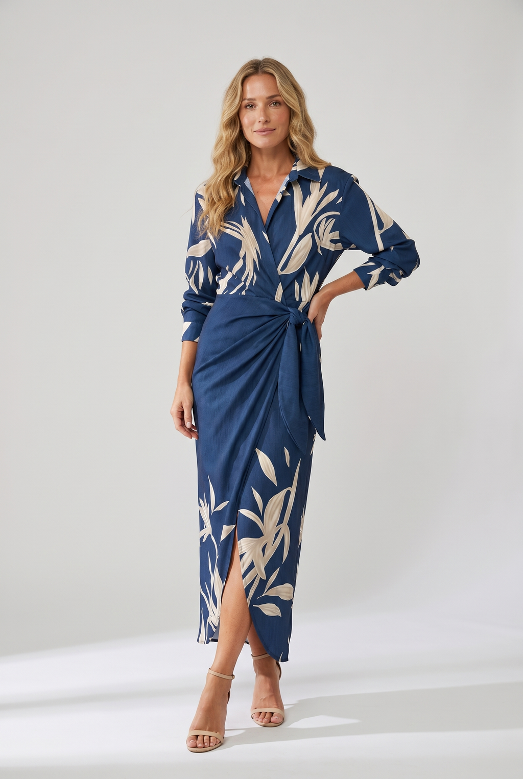 Sade | Leaf Print Wrap Maxi Dress for Women