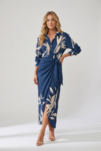 Sade | Leaf Print Wrap Maxi Dress for Women