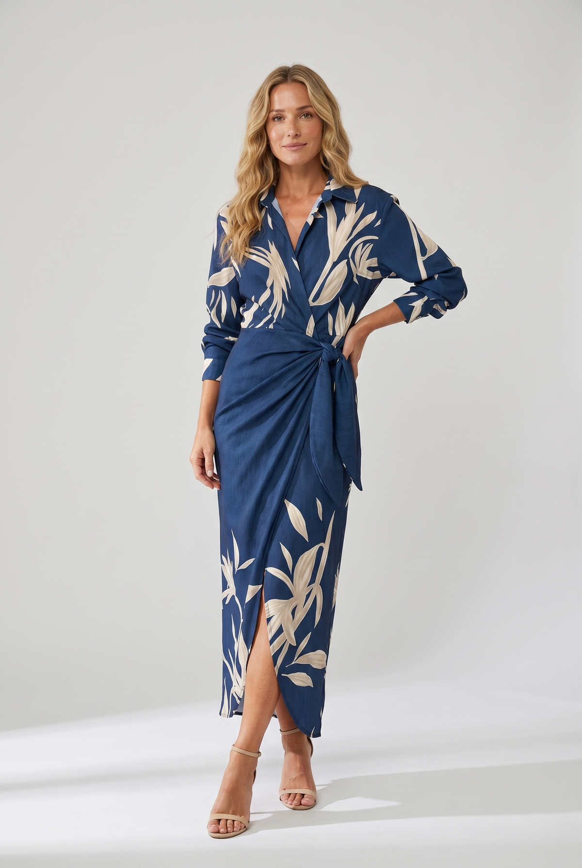 Sade | Leaf Print Wrap Maxi Dress for Women