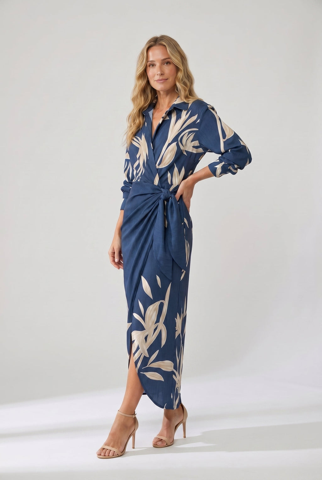 Sade | Leaf Print Wrap Maxi Dress for Women