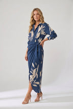 Sade | Leaf Print Wrap Maxi Dress for Women