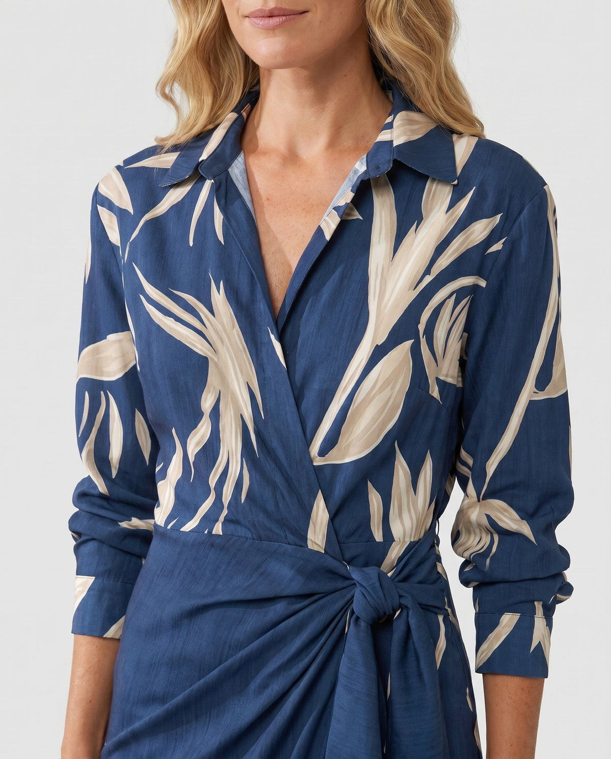 Sade | Leaf Print Wrap Maxi Dress for Women