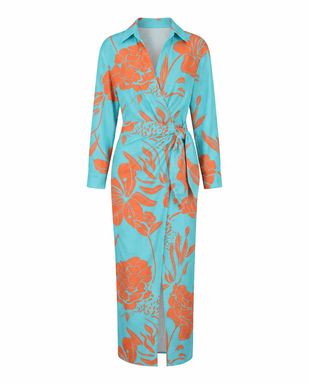 Sade | Leaf Print Wrap Maxi Dress for Women