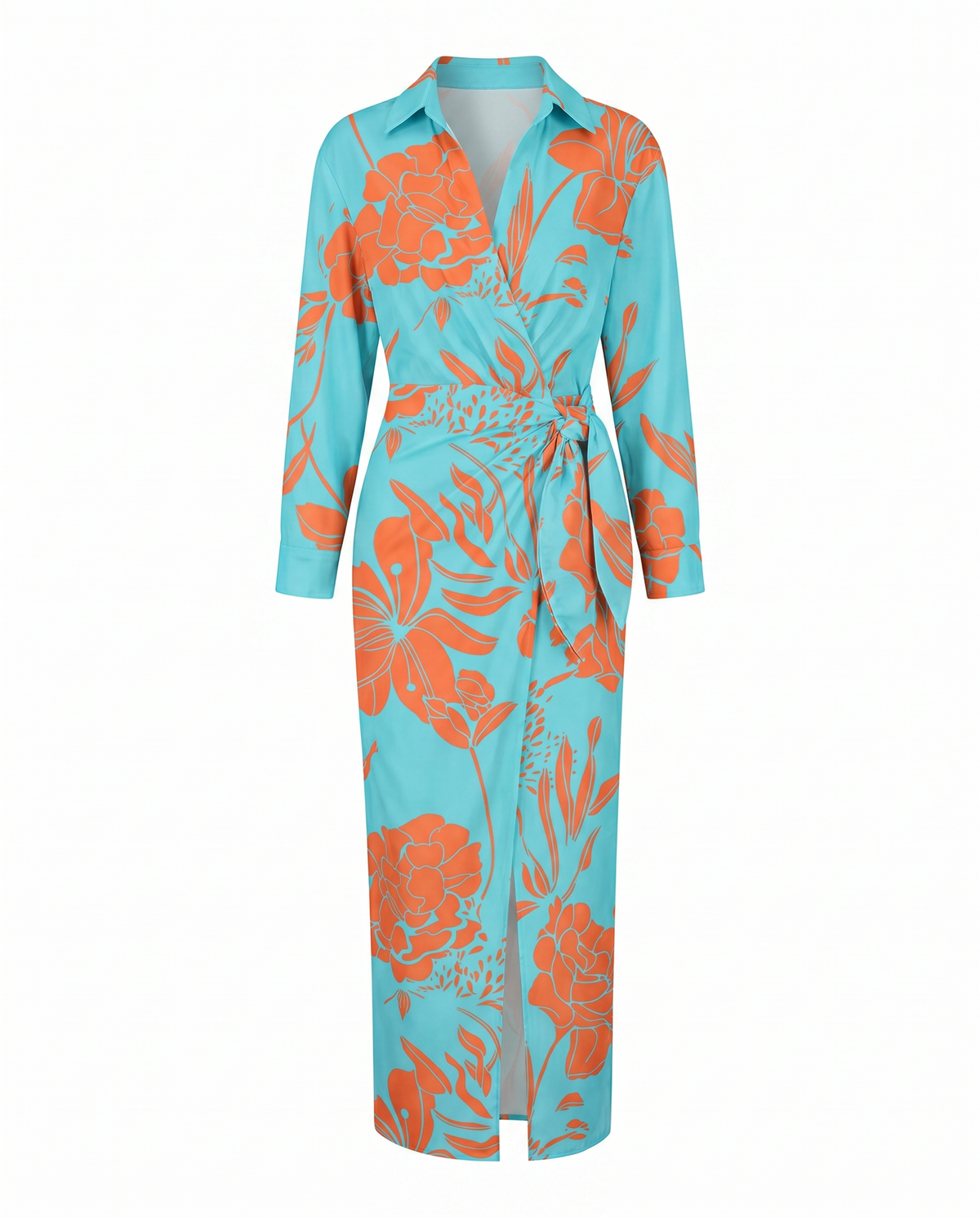 Sade | Leaf Print Wrap Maxi Dress for Women