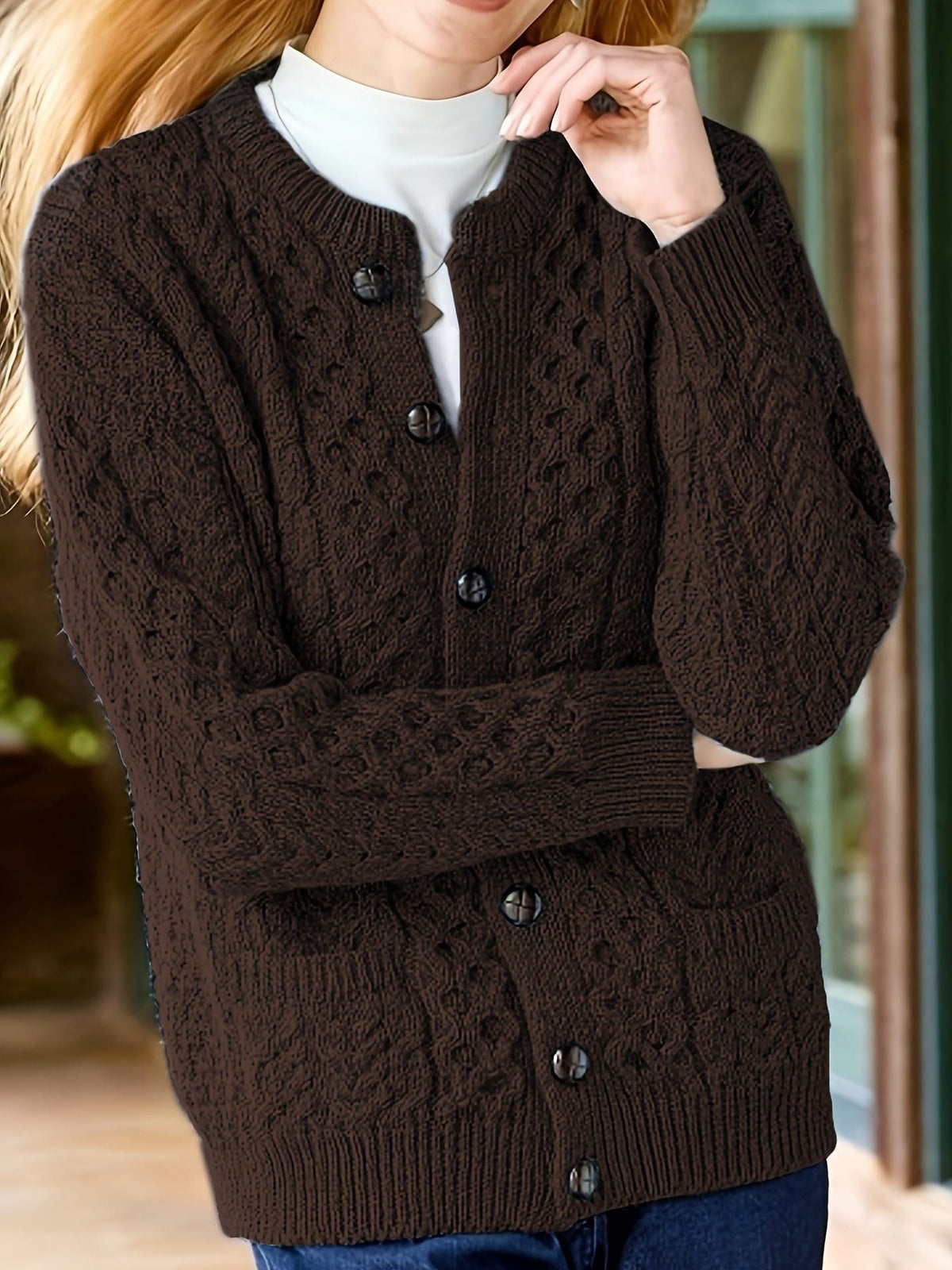 Ysabeau | Textured Button-Front Cardigan for Women