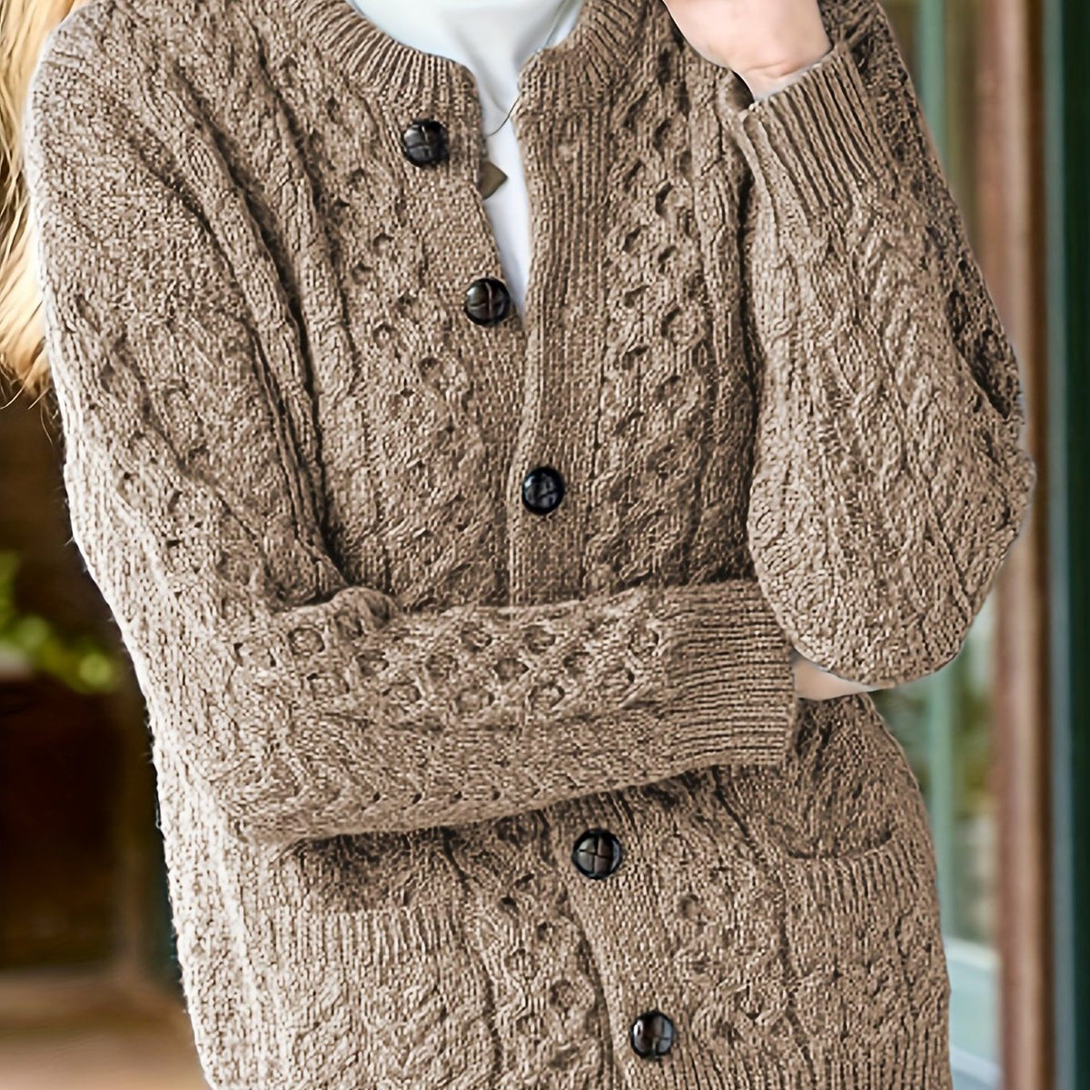 Ysabeau | Textured Button-Front Cardigan for Women