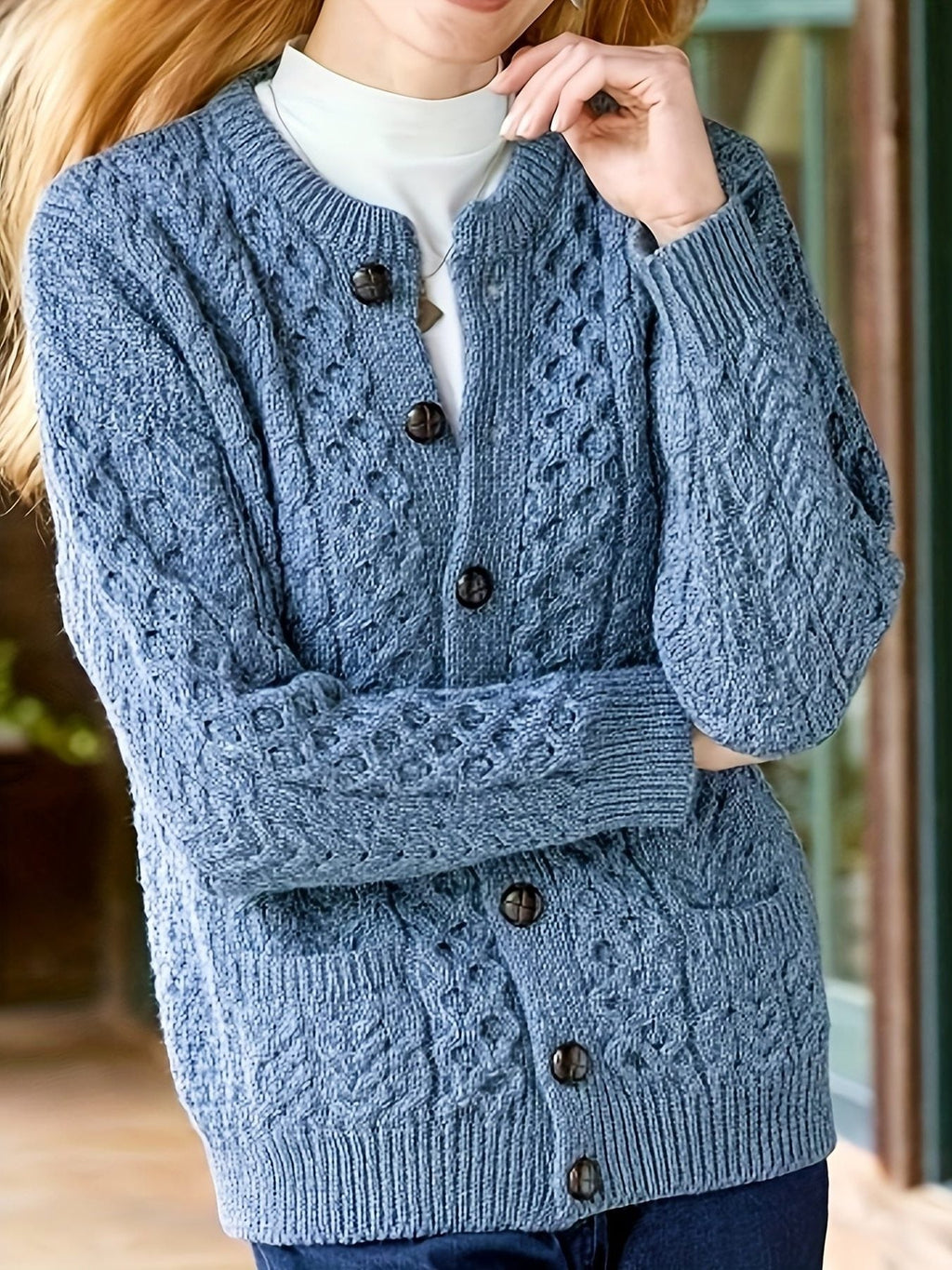 Ysabeau | Textured Button-Front Cardigan for Women