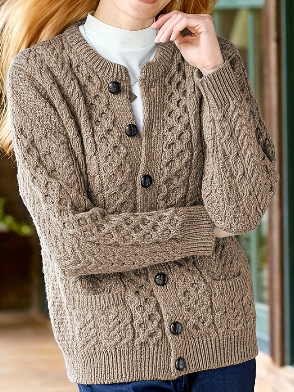 Ysabeau | Textured Button-Front Cardigan for Women
