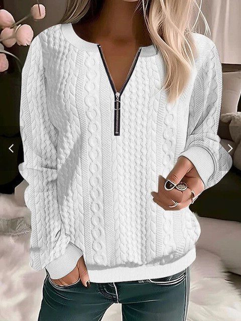 Zoe | Cable Knit Cropped Half-Zip Sweater for Women