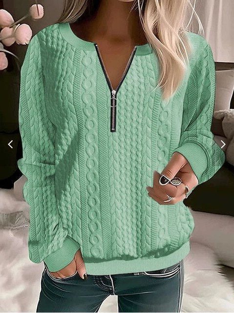 Zoe | Cable Knit Cropped Half-Zip Sweater for Women